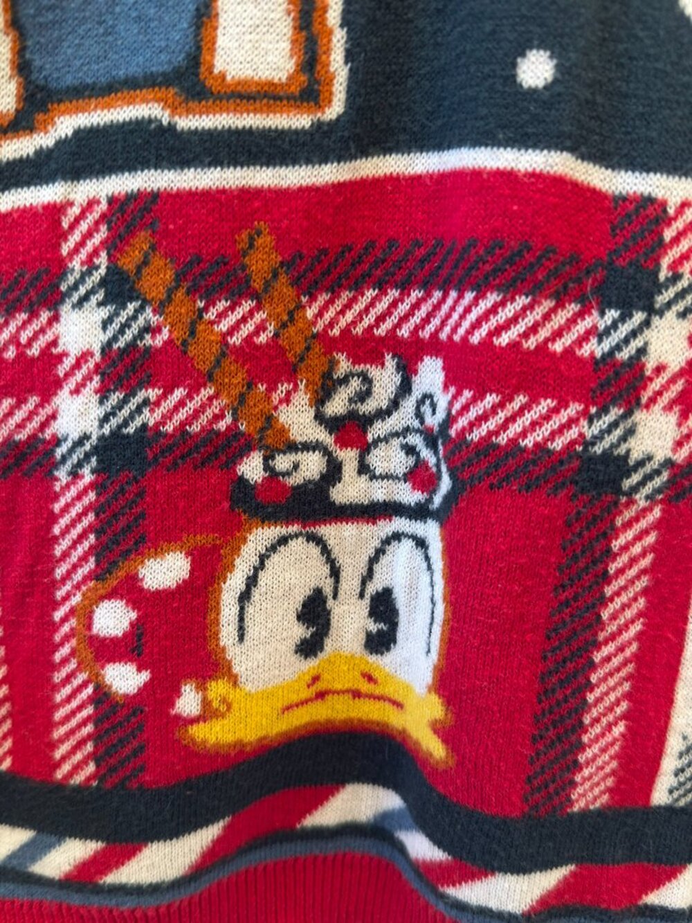 RARE Disneyland Resort Christmas Spirit Jersey Knit Sweater Mickey Holiday Plaid - Picture 6 of 14